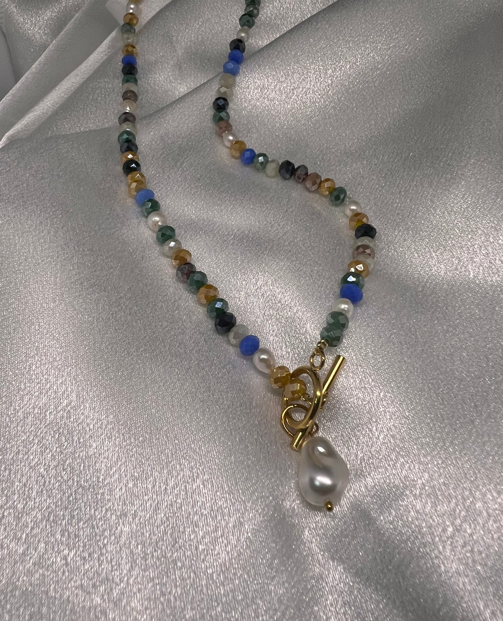 Κολιέ με Κρύσταλλα & Πέρλα Μπαρόκ