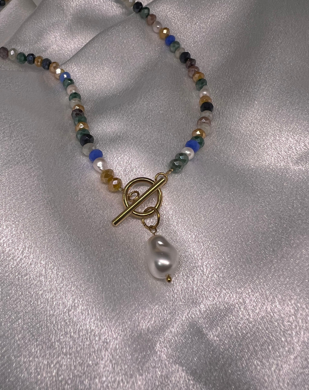 Κολιέ με Κρύσταλλα & Πέρλα Μπαρόκ