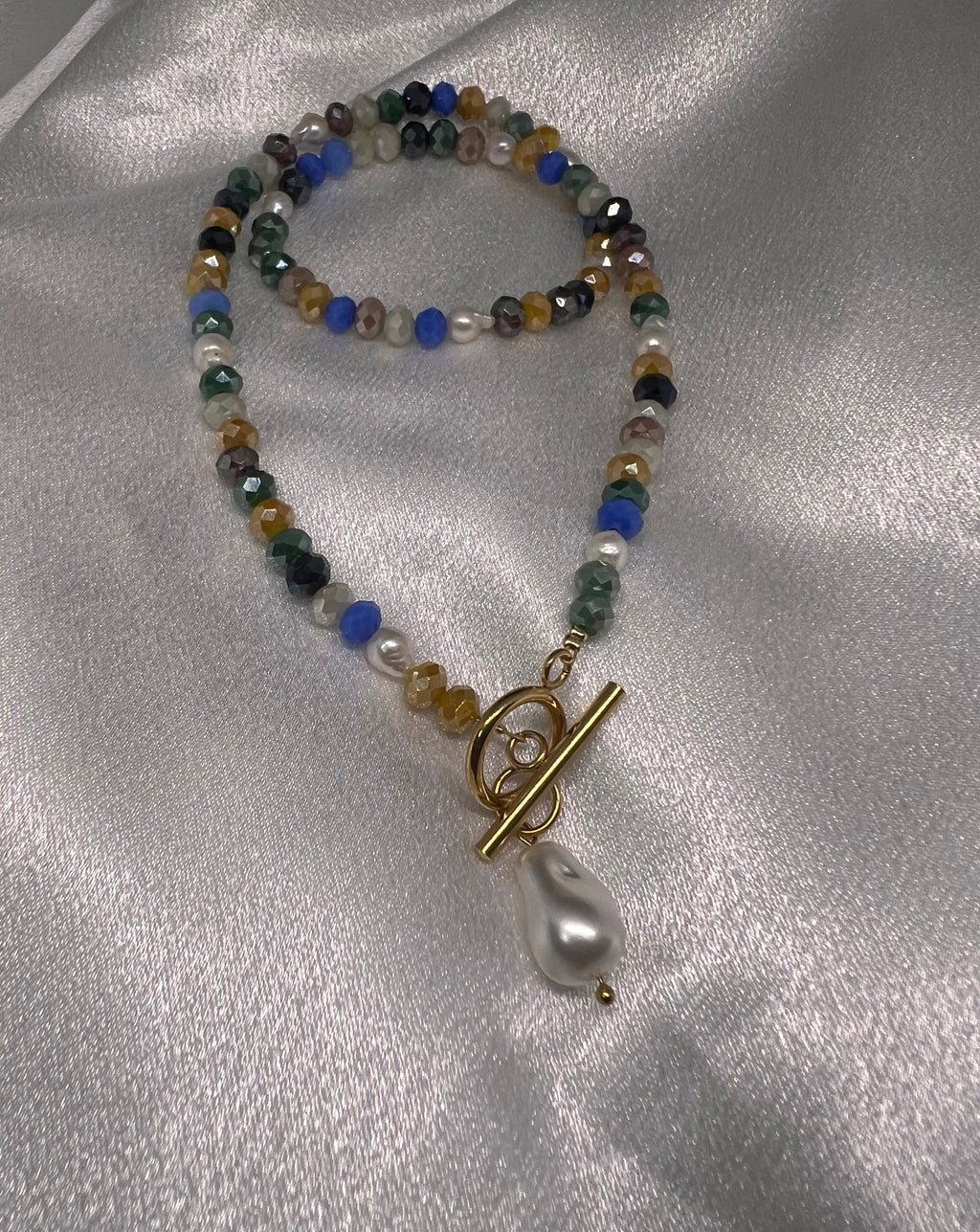 Κολιέ με Κρύσταλλα & Πέρλα Μπαρόκ