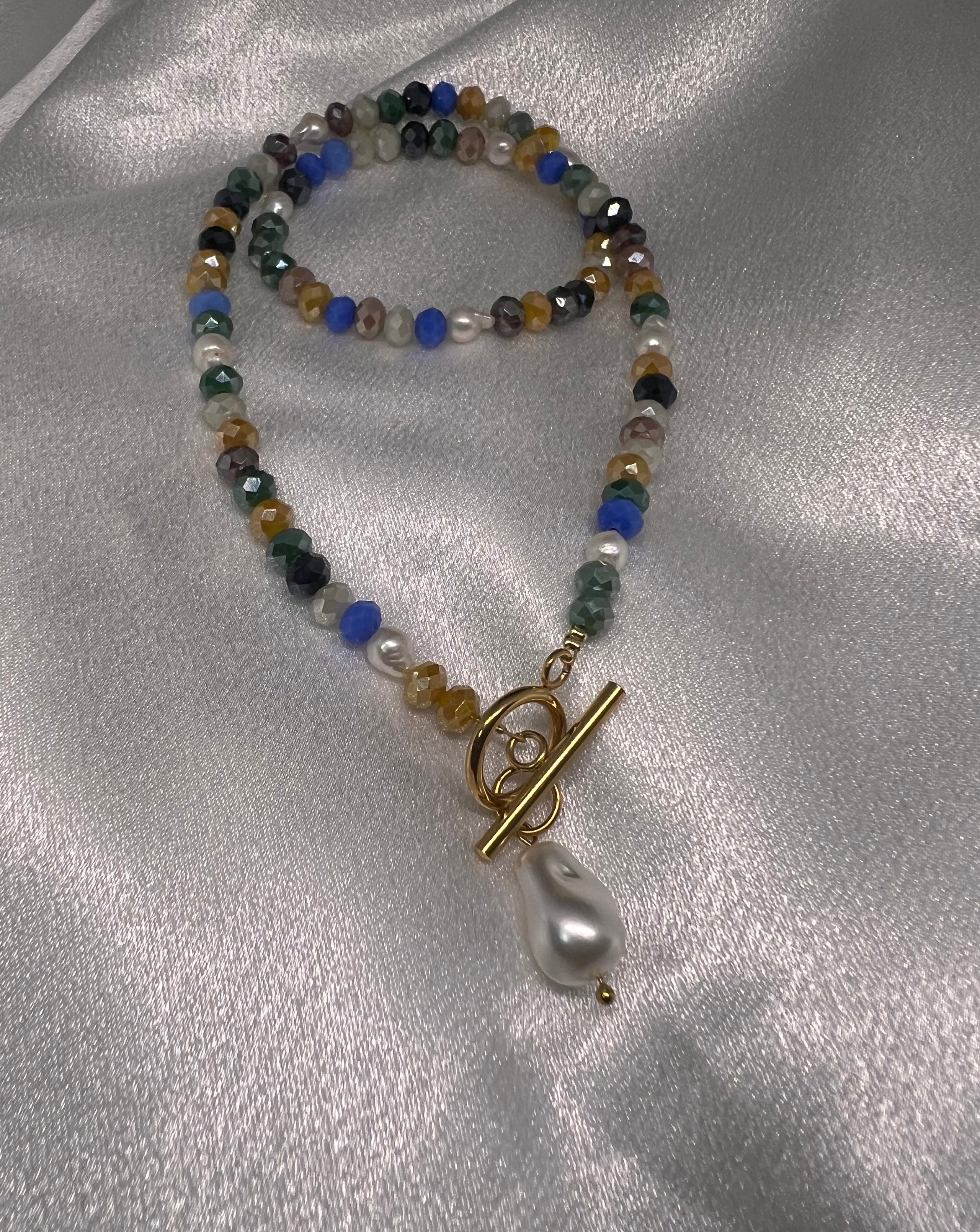 Κολιέ με Κρύσταλλα & Πέρλα Μπαρόκ