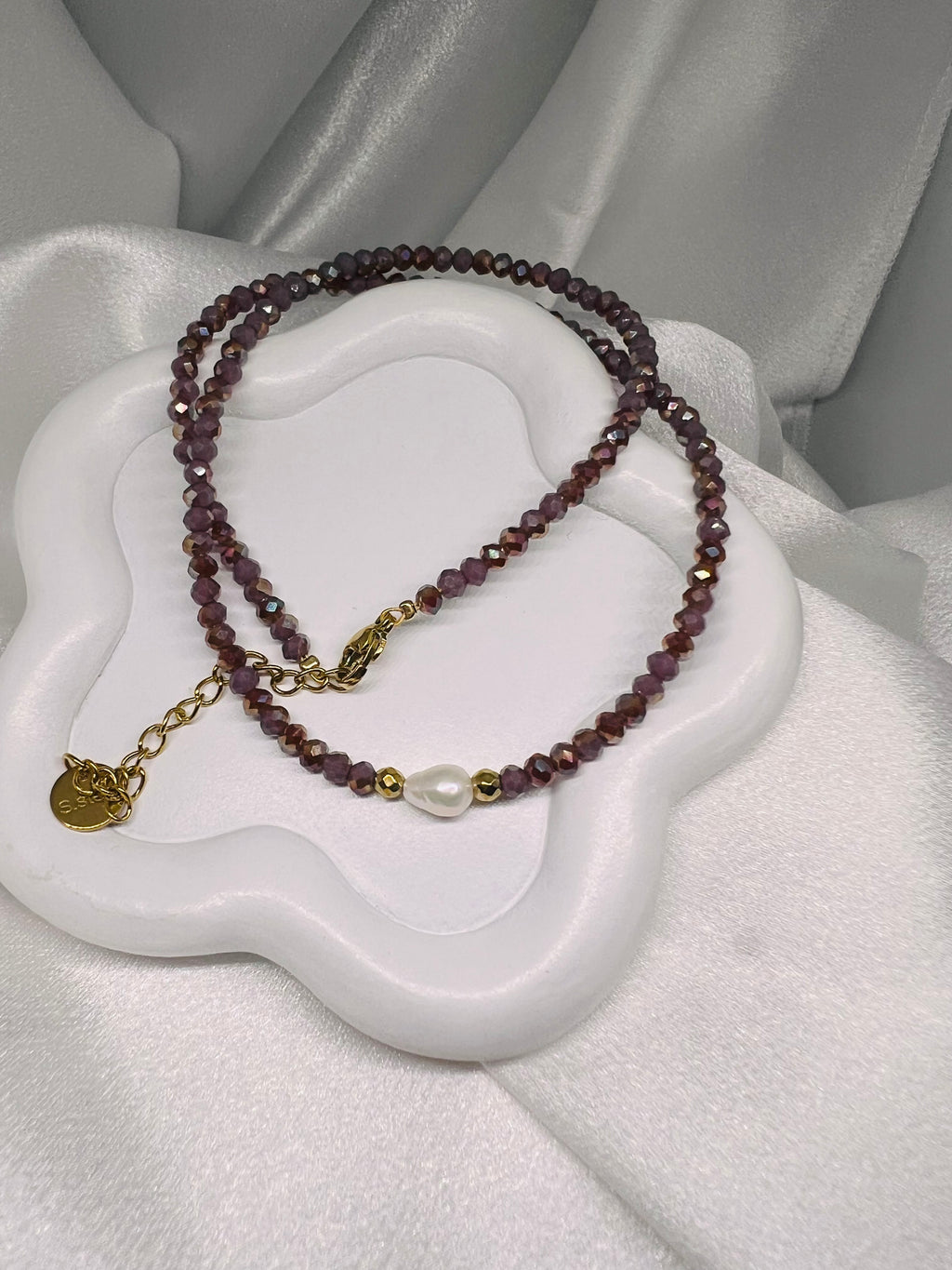 Κολιέ με Φυσικό Μαργαριτάρι & Κρύσταλλα