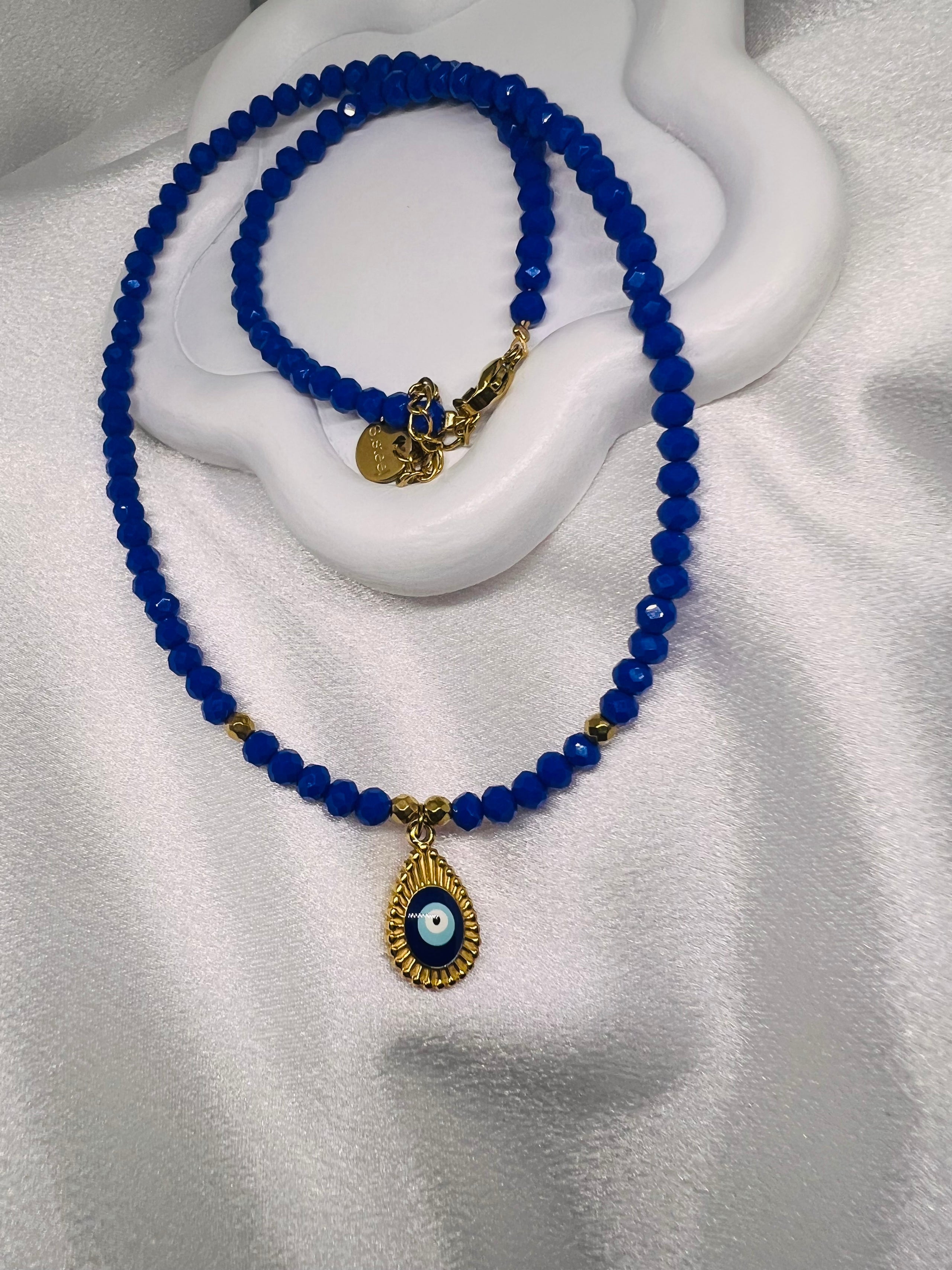 Μπλε Κολιέ με Κρεμαστό Μάτι